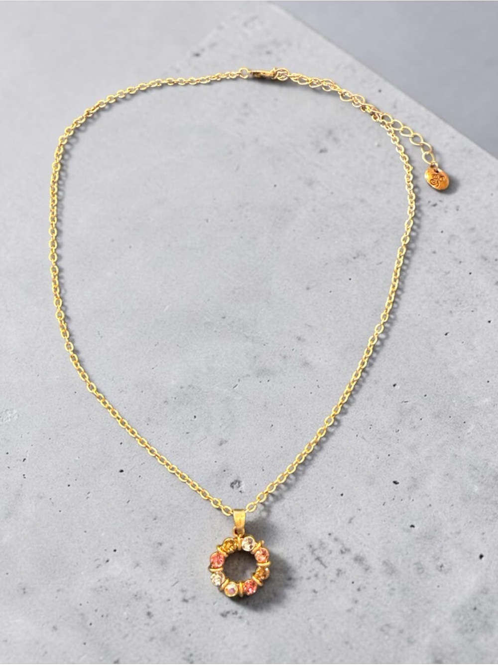 Plunder Gold Multicolor Crystal Wreath Pendant Necklace - Picture 2 of 3